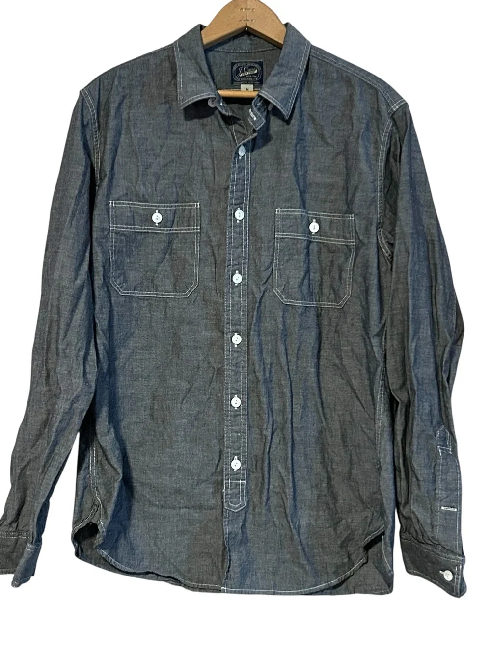 J. Crew Button Down Denim Shirt Top Long Sleeve Men’s Size Medium